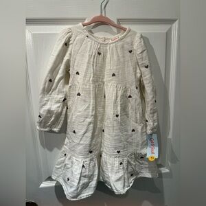 Cat & Jack White Heart Patterned Toddler Dress 4T NWT